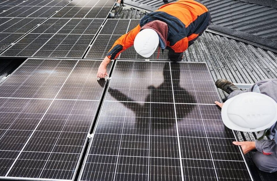 Solar panel installation on a multi-unit residential building